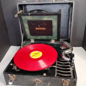 Rare Northome Vintage Circa 1930's Wind-Up Record Player Gramophone In Trunk